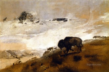 Cattle Cow Bull Painting - the stand crossing the missouri 1899 Charles Marion Russell yak